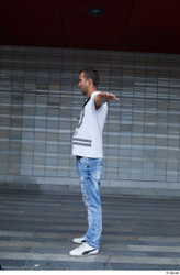 Whole Body Man T poses White Casual Slim Standing Street photo references